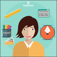 Imagen de una mujer, una regla, unas muestras de colores, una ventana de una aplicación informática, etc. que sirve como ilustración para el artículo sobre la teoría de las inteligencias múltiples de Howard Gardner.